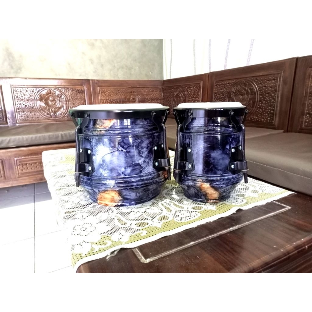 kendang/ketipung V4 ring cat,kayu cat motif tanpa stand