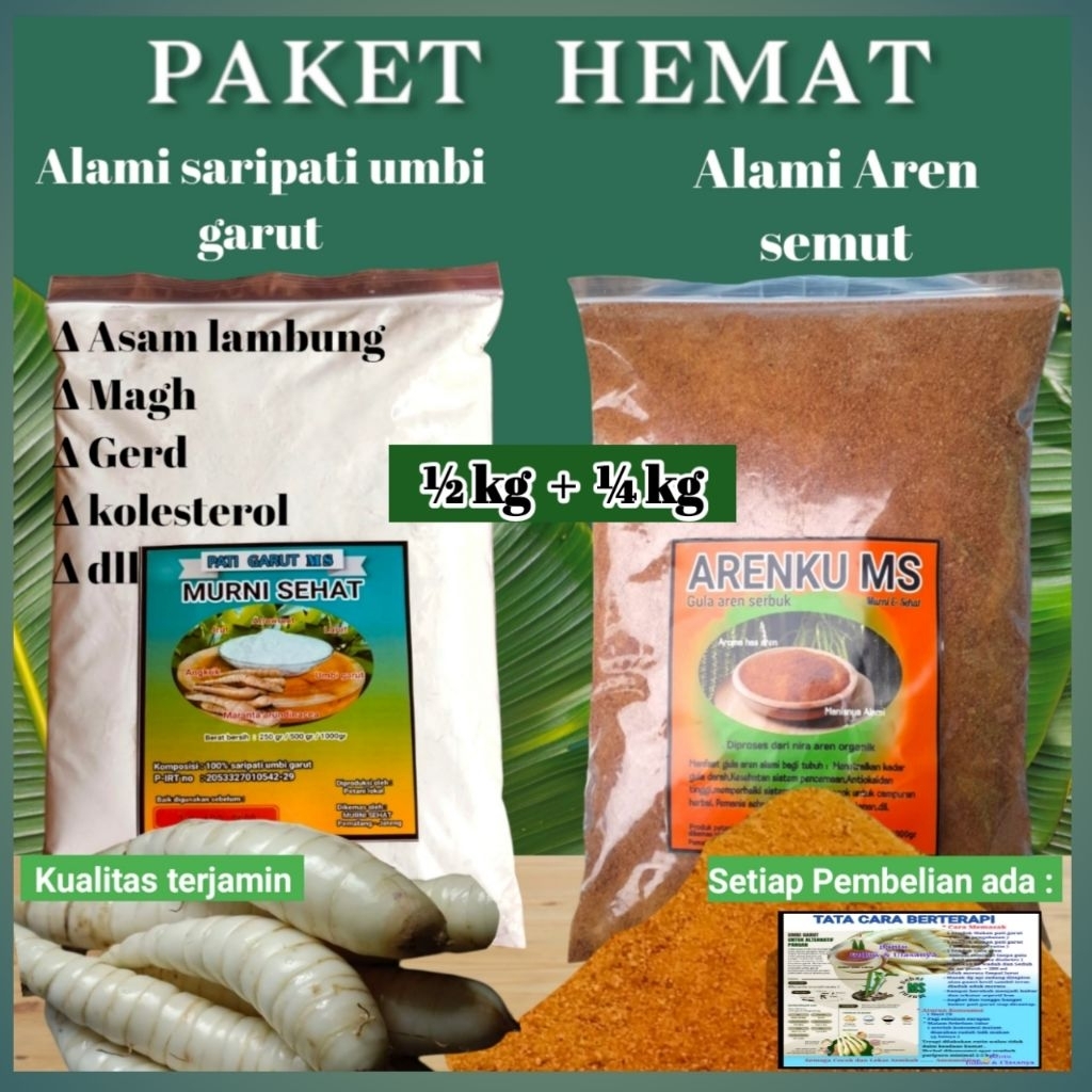 

PATI GARUT 500gr + GULA AREN 250gr untuk Asam lambung