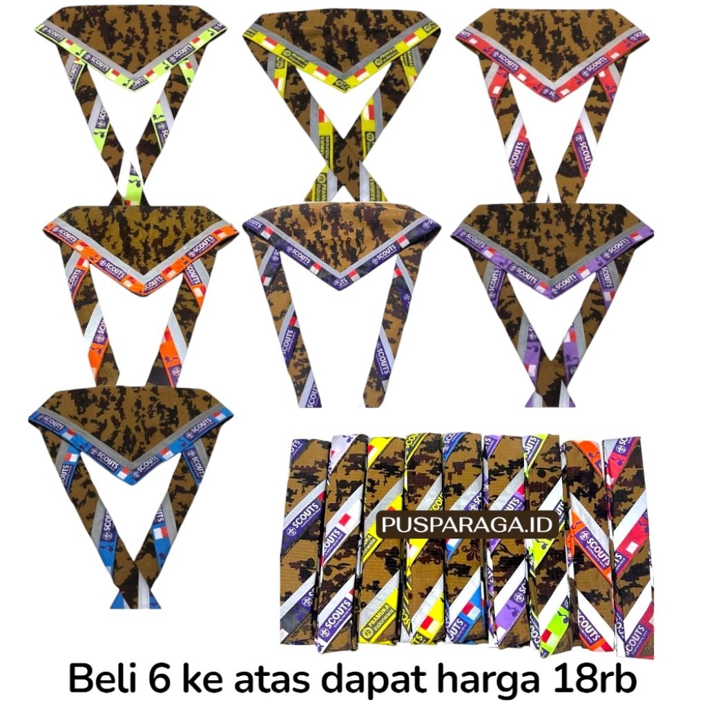 scraf loreng pramuka lis scout | scraf pramuka menyala | syal pramuka
