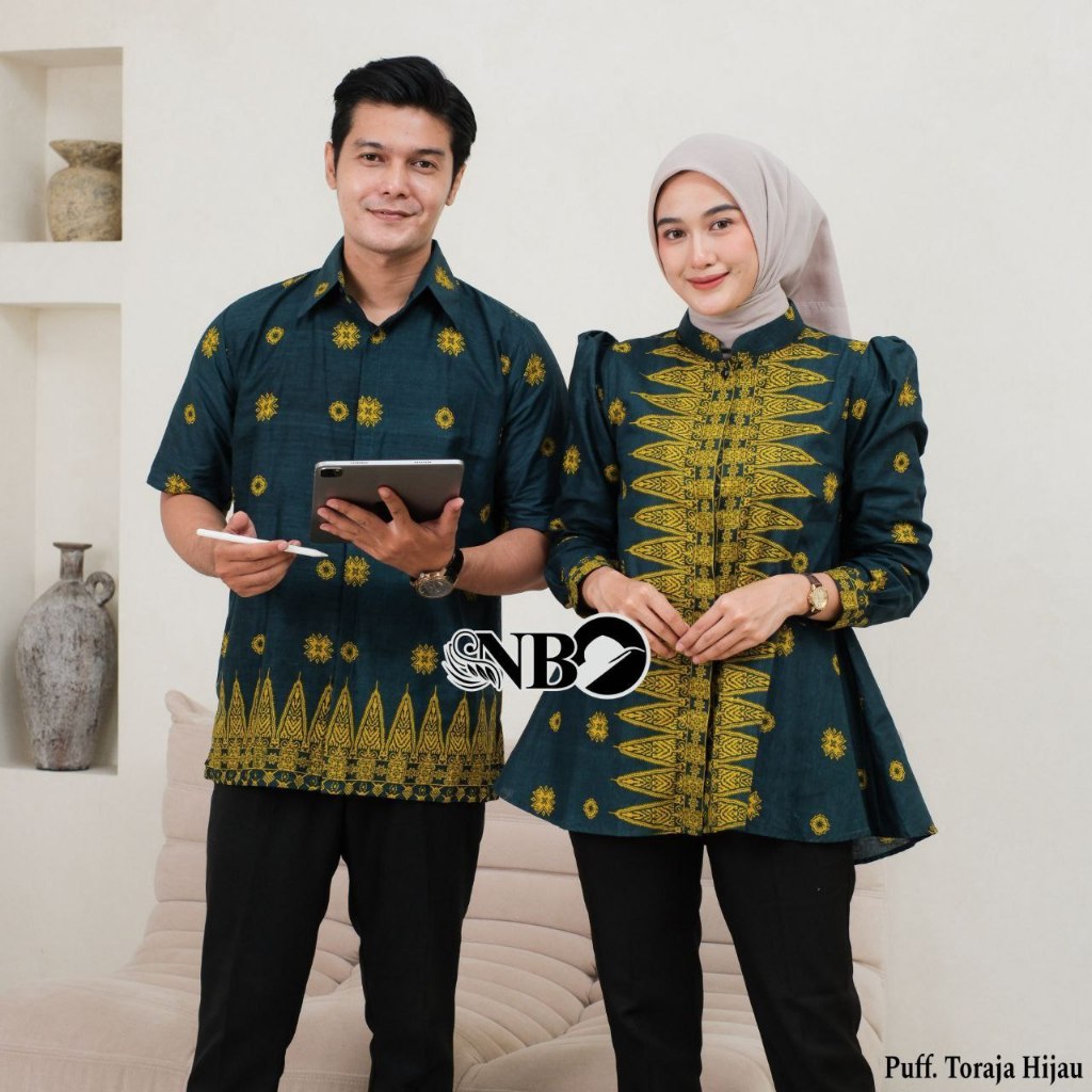 Baju Batik Couple Pria Wanita Modern Kekinian Motif Puff Toraja Seragam Batik Guru Seragam Batik Kon