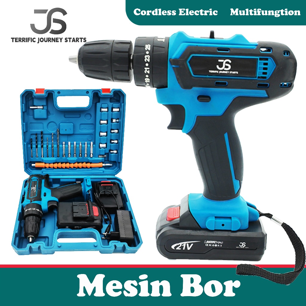 Mesin bor 2baterai bor murah besi tembok Beton kayu - Cordless Drill bor cordless baterai cordless