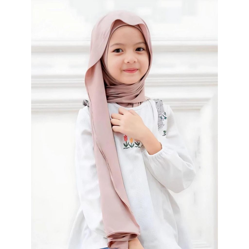 Pasmina instan inner anak jersey oval nutup leher anak remaja 2in1 usia 4-10 tahun / hijab anak SD h