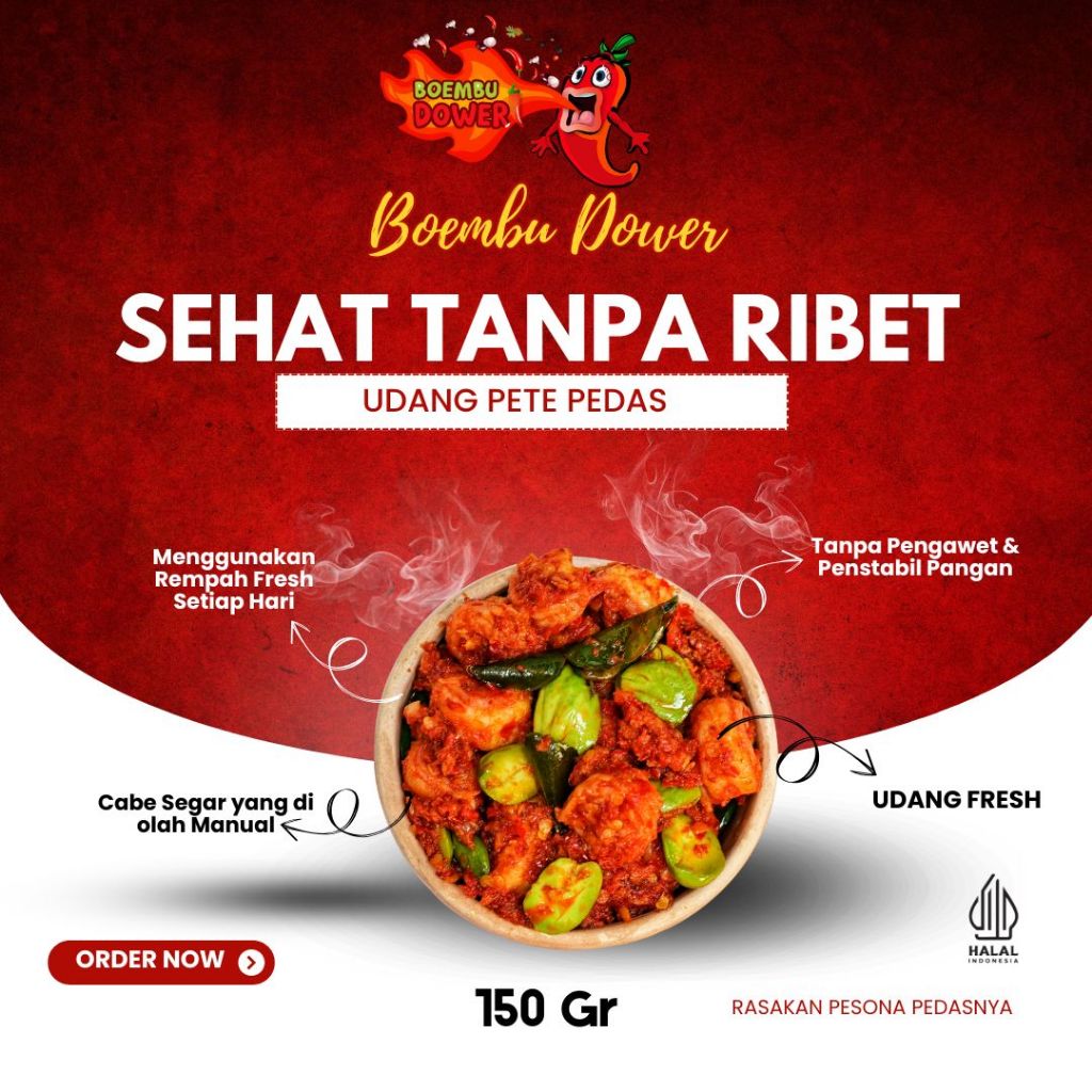 

UDANG PETE BOEMBU DOWER | INSTAN VACUM | PEDES MANTUL - 150 GR
