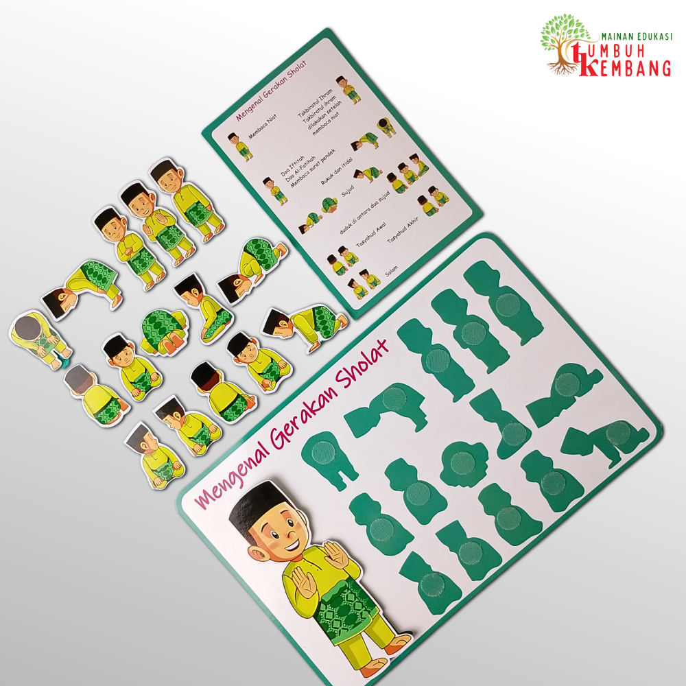 Board Edukasi Gerakan Sholat Anak Montessori  Mainan Edukatif Muslim PAUD  TK Menempel Puzzle