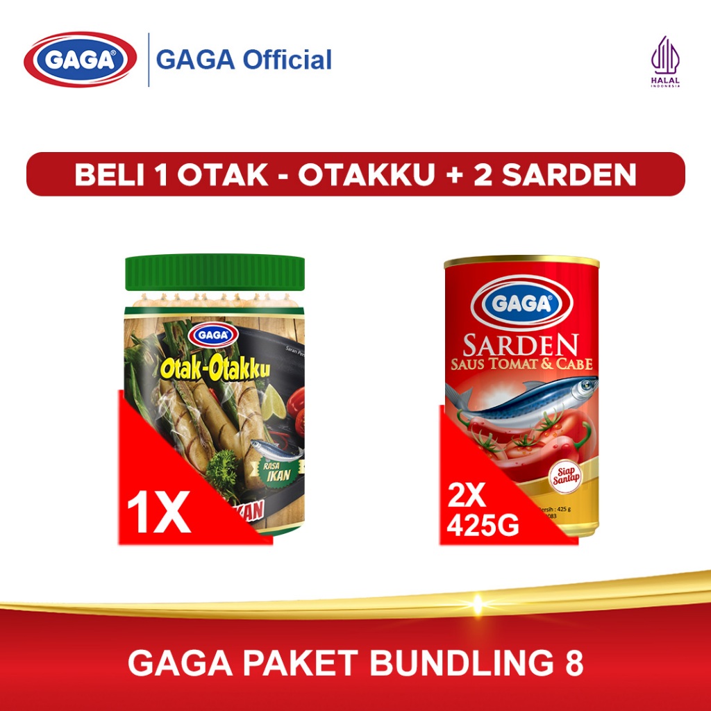 

GAGA Sarden Saus Tomat 425g 2 pcs + GAGA Otak - Otakku 1 Toples (GG185)