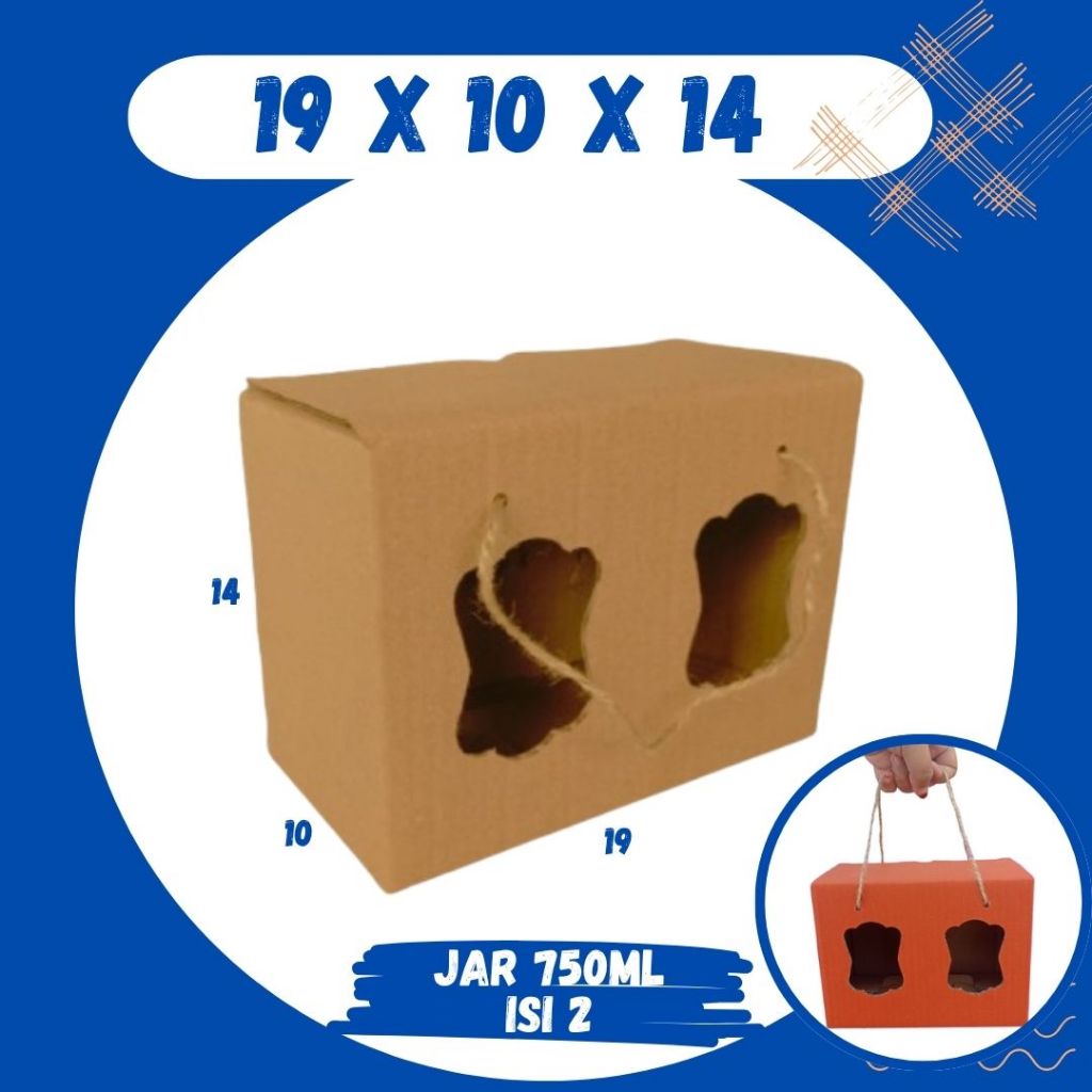 

Box Kuker jar Tali 19x10x14 Toples Jar 750ml isi 2 Jinjing Gable Box Jar Kue Kering Malang Grosir