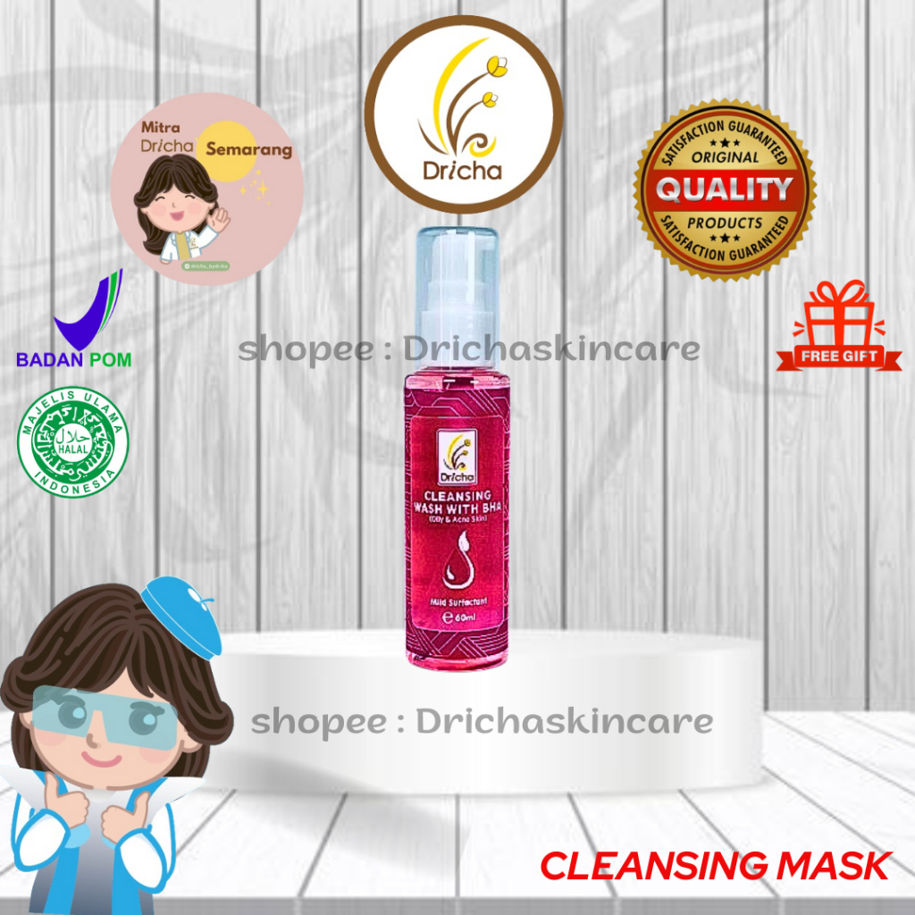 DRICHA CLEANSING WASH WITH BHA FACE WASH UNTUK KULIT BERMINYAK & BERJERAWAT