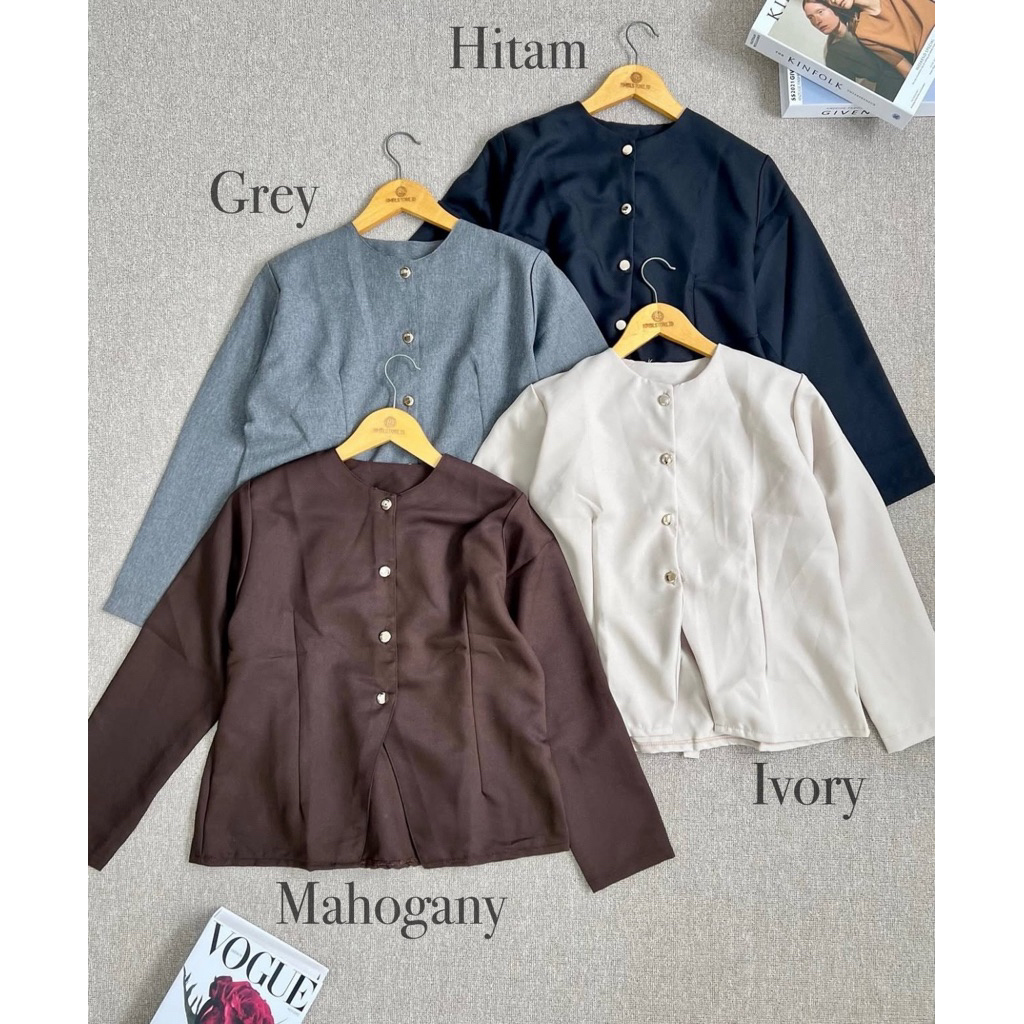 Ailee Long Sleeve Top Atasan Wanita Lengan Panjang Blouse Blazer Casual Wanita