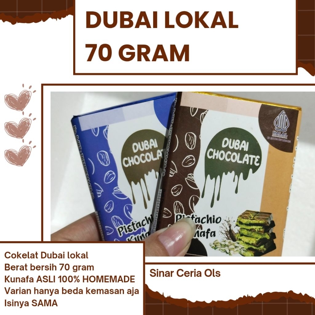 

Dubai Chocolate Kunafa Krispy 70 Gram / Cokelat Dubai