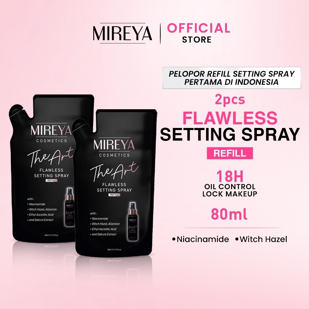 [ 2 PCS ] Mireya The Art Flawless Setting Spray Refill 80 ml – Primer & Setting Spray Make-up