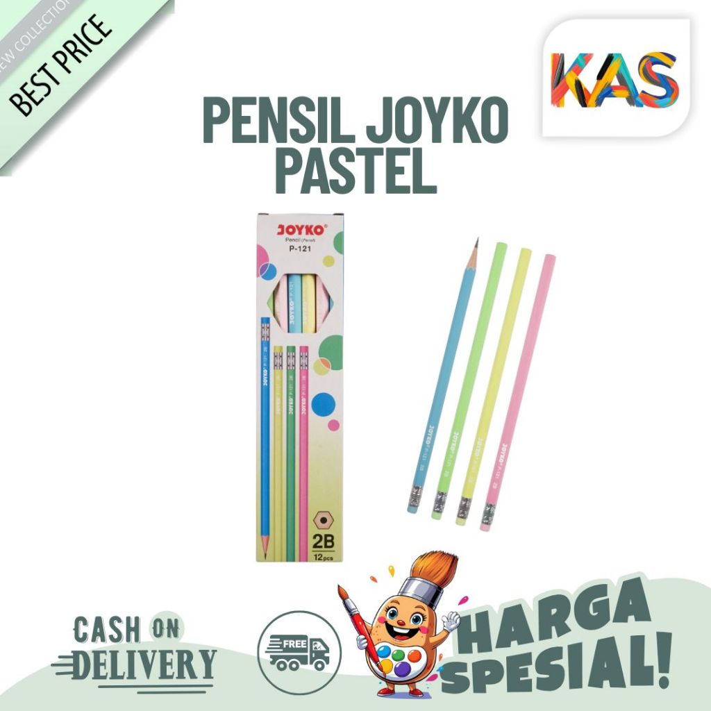 

Pensil Joyko Warna Pastel Plus Penghapus P-121 2B 1 Box isi 12 pcs - Lusinan