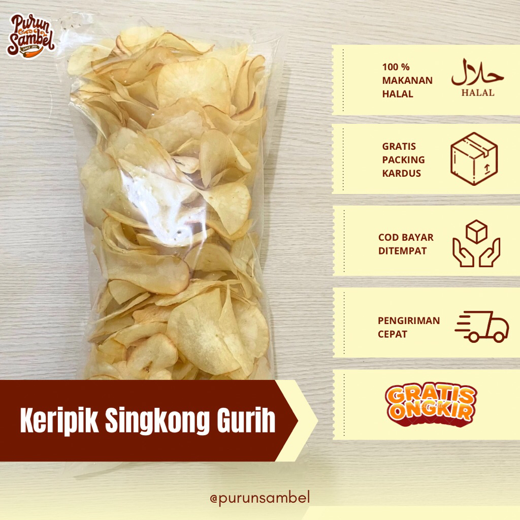 

Keripik Singkong Gurih 230 gram Halal Repack by Purun Sambel Criping Singkong