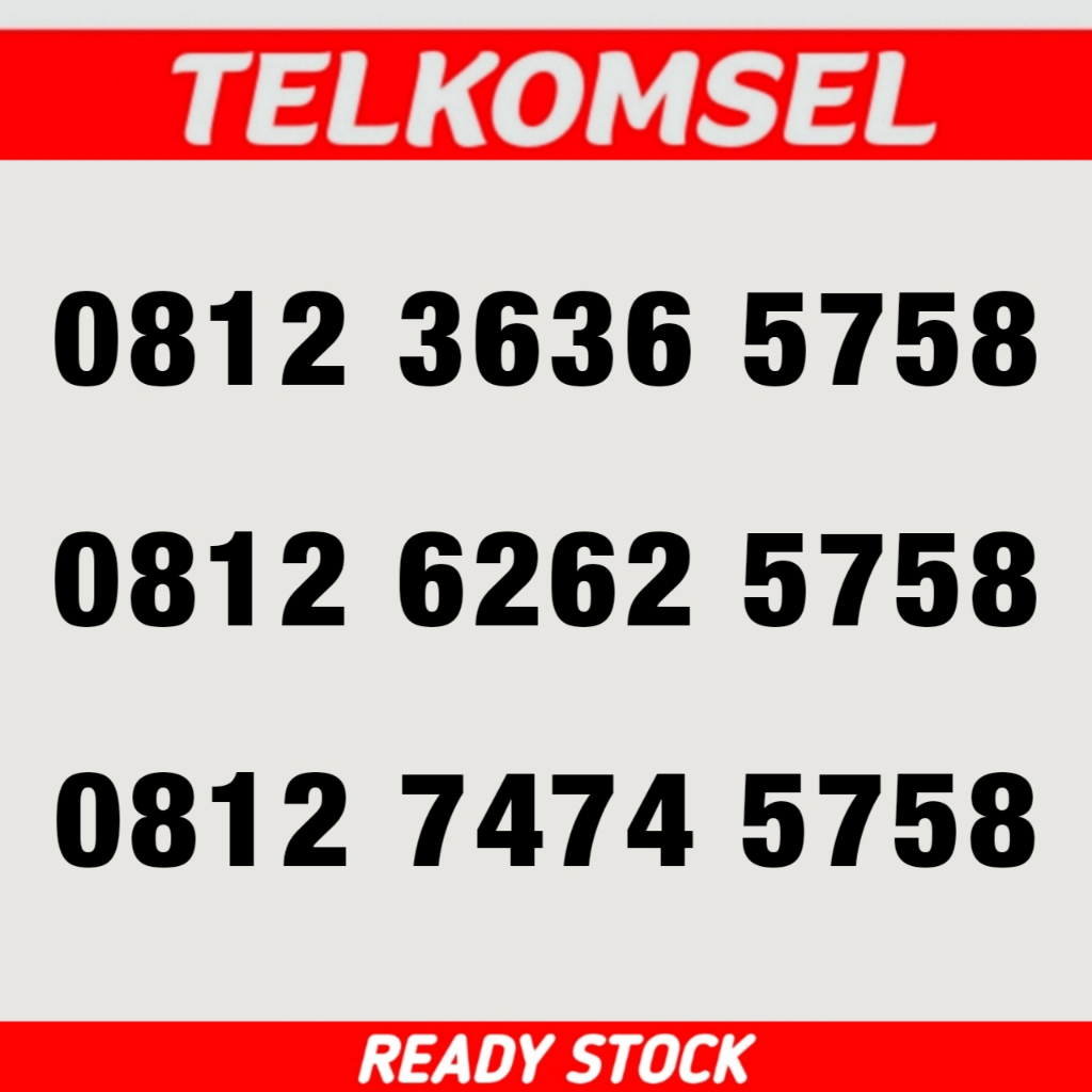 Kartu Perdana Nomor Cantik Telkomsel Simpati Maju Mapan - 5758 - O812 3636 5758 - O812 6262 5758 - O