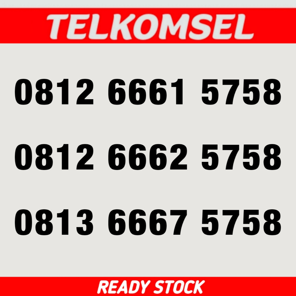 Kartu Perdana Nomor Cantik Telkomsel Simpati Maju Mapan - 5758 - O812 6661 5758 - O812 6662 5758 - O