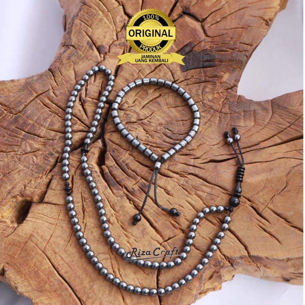 PROMO PAKET HEMAT Tasbih dan Gelang Batu Blustin Badar Besi Hitam Asli Original Kualitas Terbaik