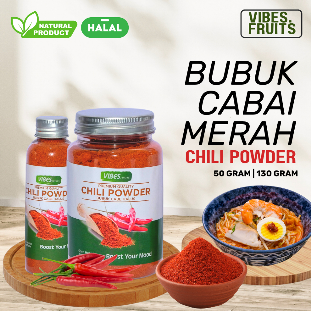 

Cabai Merah Bubuk Pedas Non MSG 50gr 130gr / Cabe Bubuk Bumbu Masak Rempah / Chili Powder Pure