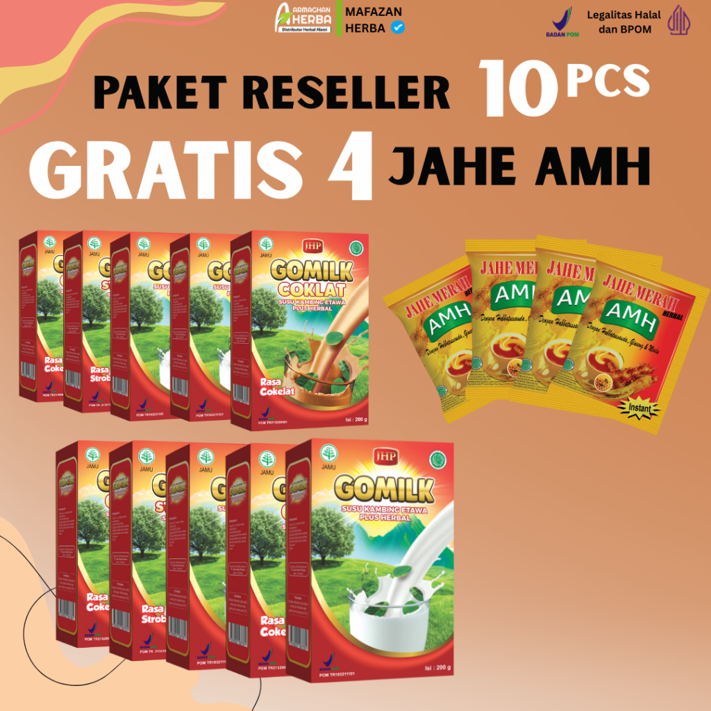 

[PAKET RESELLER 10 BOX] [GRATIS HADIAH] [EXPIRED LAMA] Susu Kambing GOMILK 200 gr
