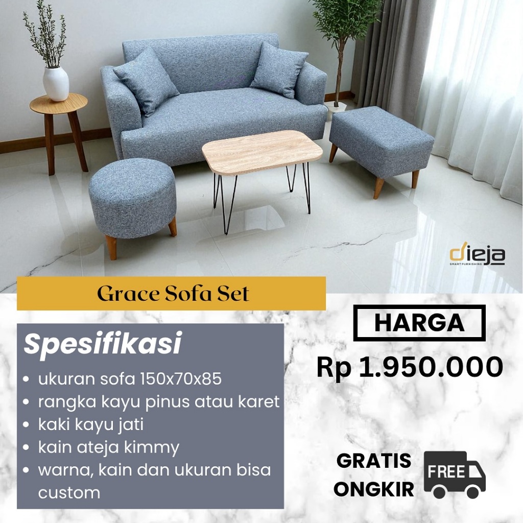GRATIS ONGKIR | Sofa Ruang Tamu Minimalis | Sofa Santai | Sofa L Minimalis | TERLARIS | Grace Sofa