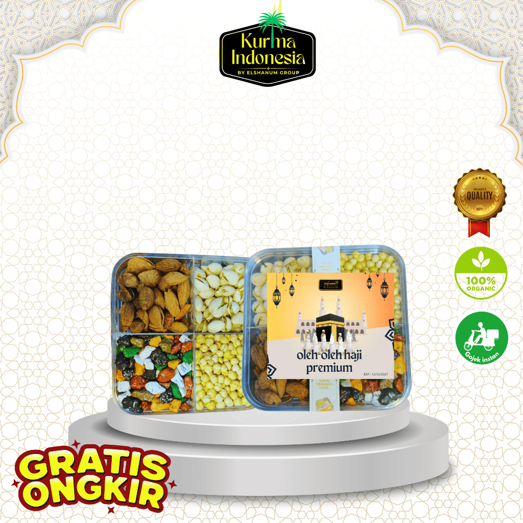 

Paket Oleh-oleh Haji dan Umroh Isi 4 item Almond Kacang Arab Pistachio dan Coklat Krikil/ Kurma Indonesia