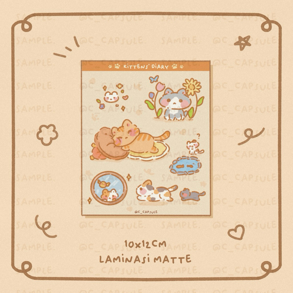 

Kitten’s Diary Sticker Sheet - Stiker kucing lucu