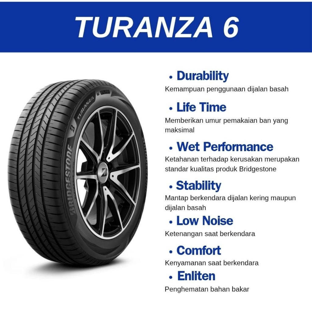 BAN MOBIL 195 50 R16 BRIDGESTONE TURANZA 6
