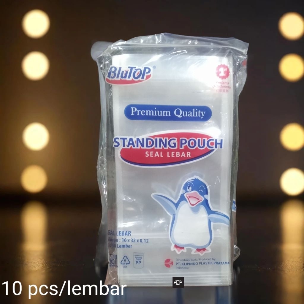 STP / Standing Pouch Blutop Pinguin Ukuran 16x32 | 10 lembar