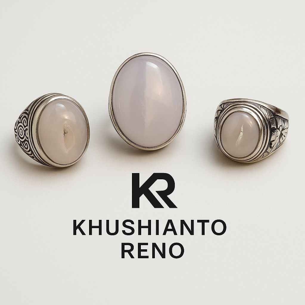 Cincin Combong Putih Asli Natural – Batu Akik Langka Kristal Energi Pria Wanita