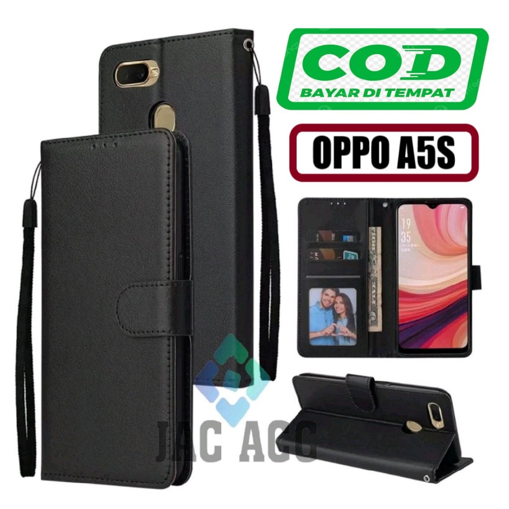 FLIP CASE HP PREMIUM UNTUK OPPO A5S LEATHER FLIP CASE HP PREMIUM UNTUK OPPO A5S