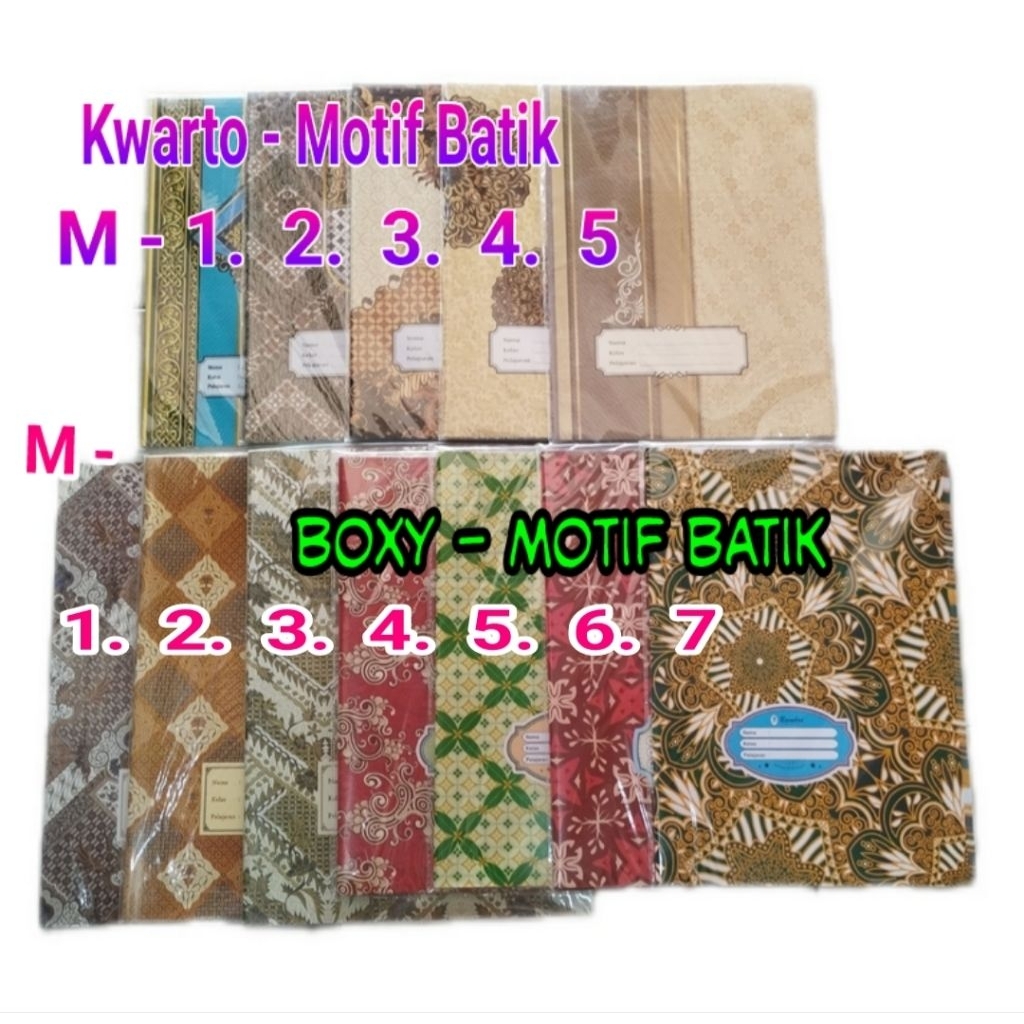 

Sampul Buku Motif Batik UK Kwarto & Boxy isi 20 Lembar per pack - Sampul Kwarto Polos/ Kraft 50 Lembar perpack