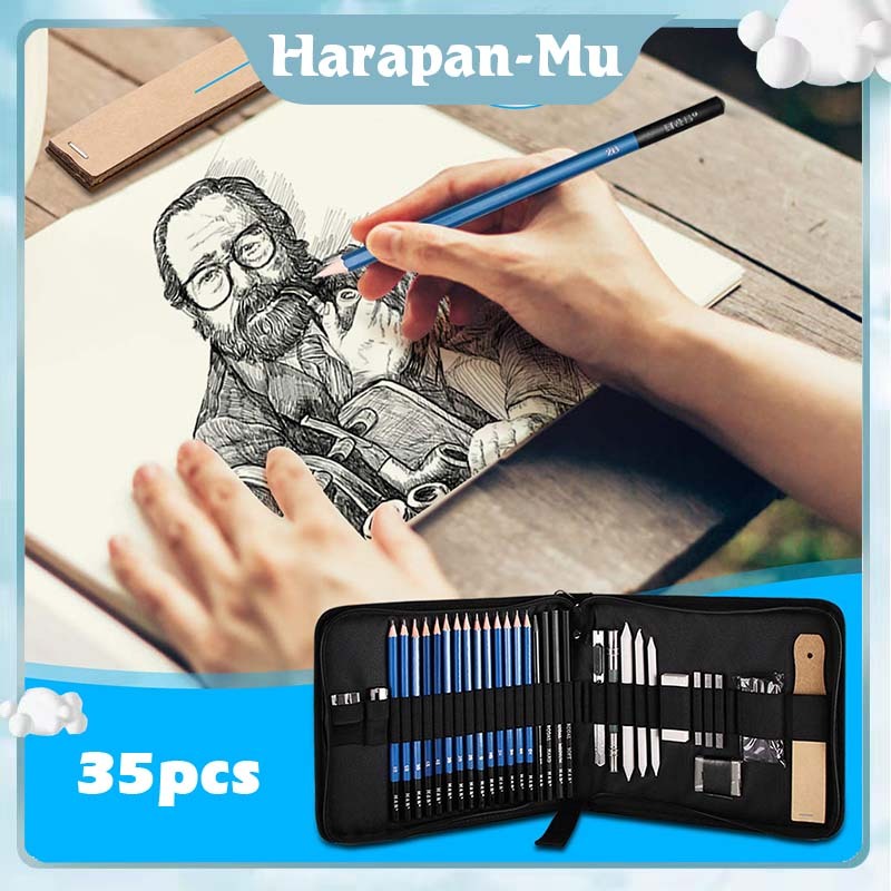 

35Pcs Sketch Pencil Set / Perlengkapan Seni Profesional / For Art Classes And Daily Use