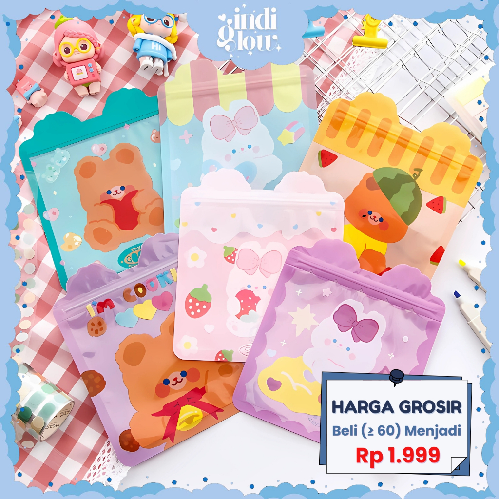 

IG Plastik Ziplock Mini Travel Penyimpanan Snack Aksesoris Motif Lucu Bear Aesthetic Murah Anti Air