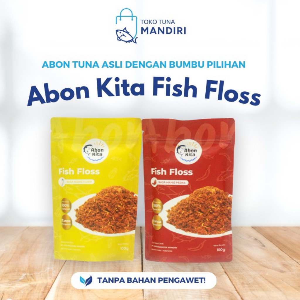 

Abon Kita Fish Floss / Abon Ikan Tuna Premium - Rasa Manis Pedas dan Manis Gurih - Pouch 100gram