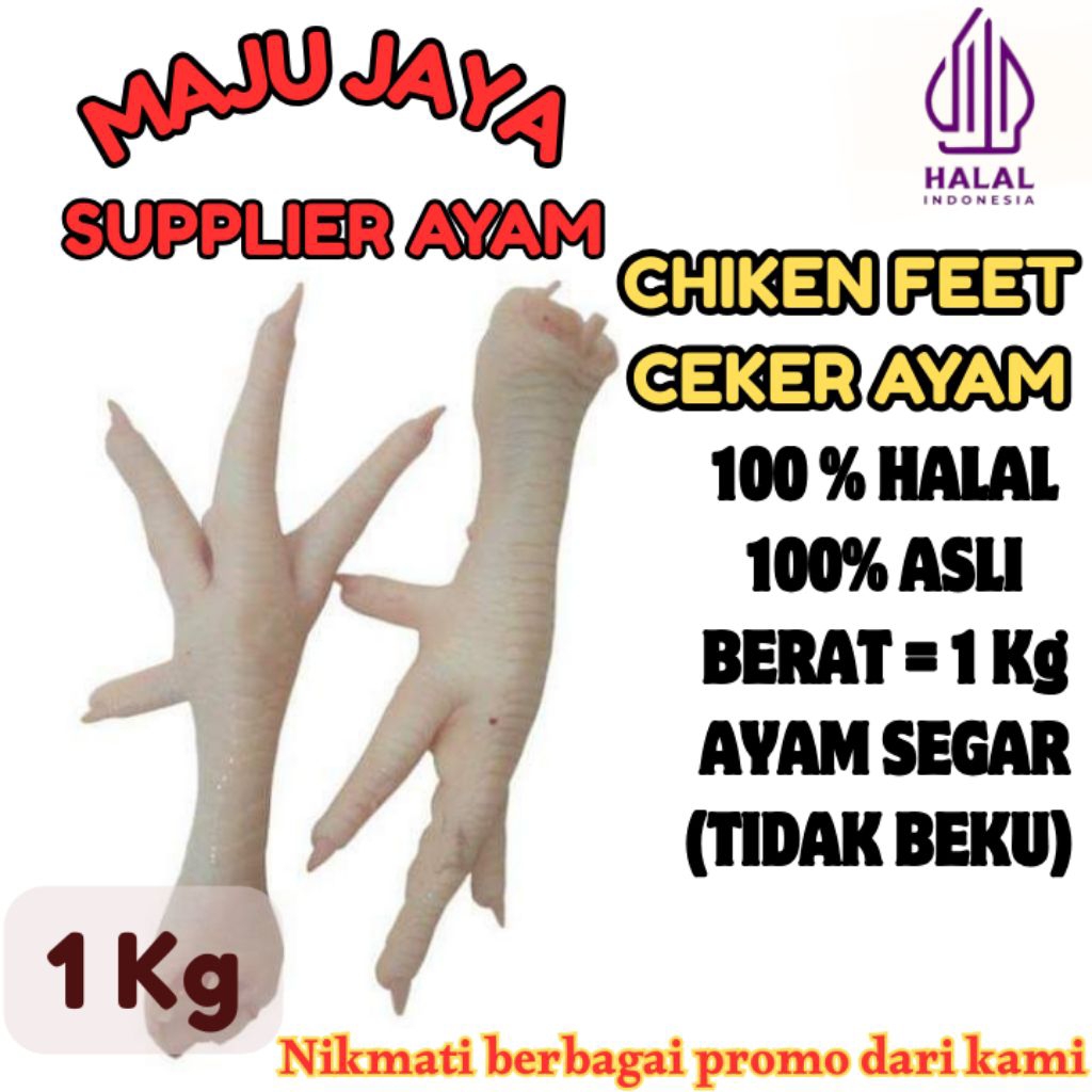 

CEKER AYAM 1 Kg (1000gr) SEGAR / BERSIH / CHIKEN FEET / DADA BONELESS /BERSIH /FRESH BERSIH / TIDAK BEKU / HALAL / AMAN DIKONSUMSI