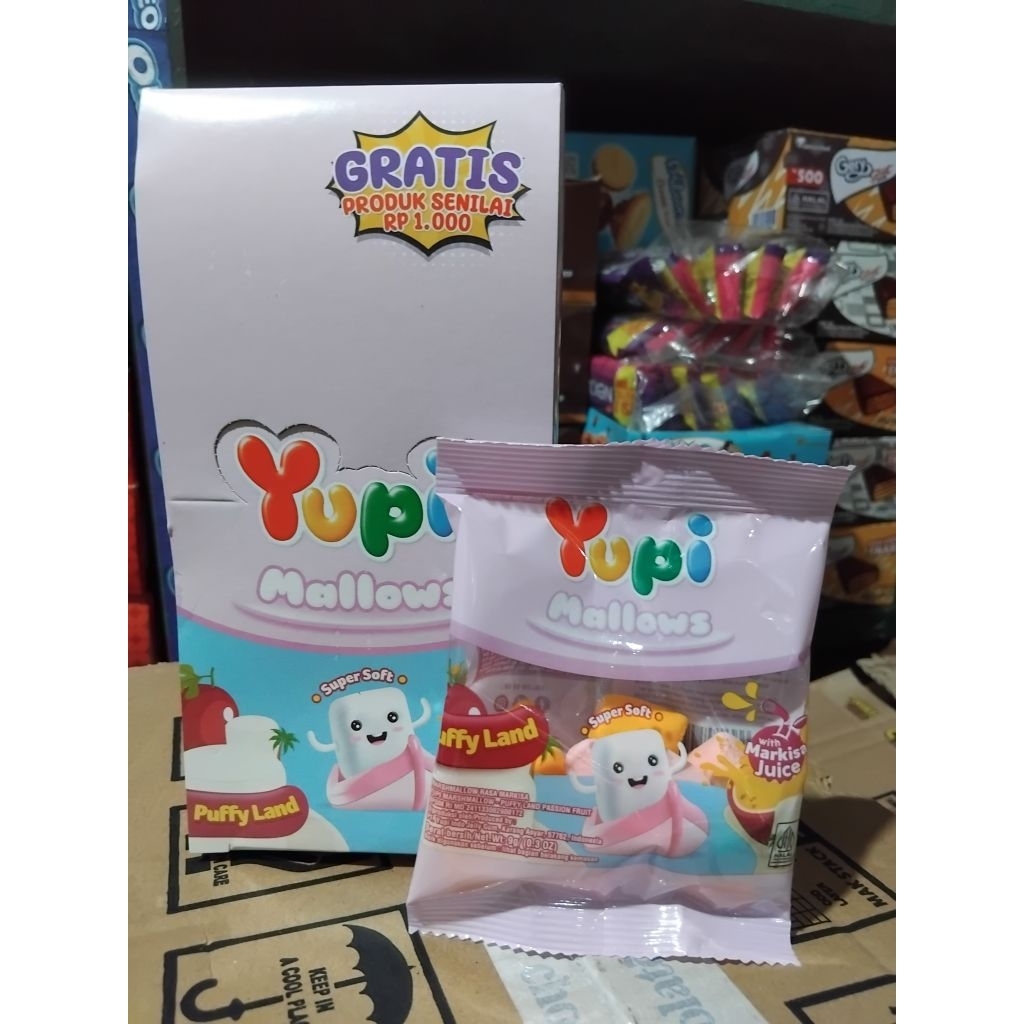 

Yupi Mallows With Markisa Juice Puffy Land (isi 12)
