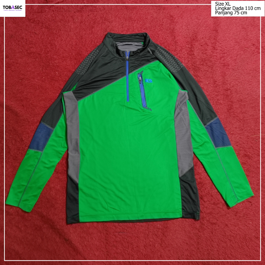 Kaos Baju Lengan Panjang Longsleeve Baselayer Halfzip Dry Fit K2 Size XL