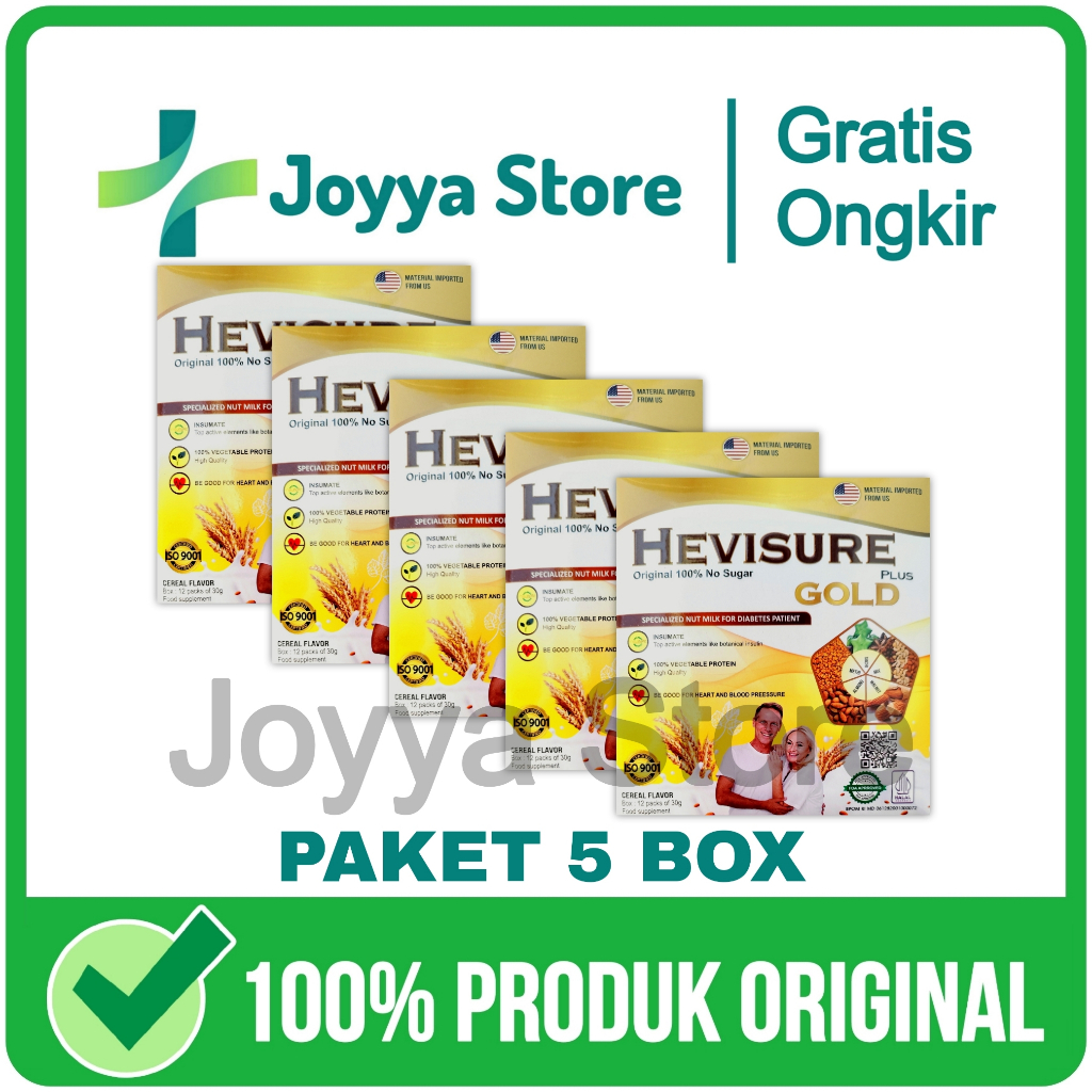 

5 Box Hevisure Gold Susu Obat Diabetes & Kencing Manis Original Asli