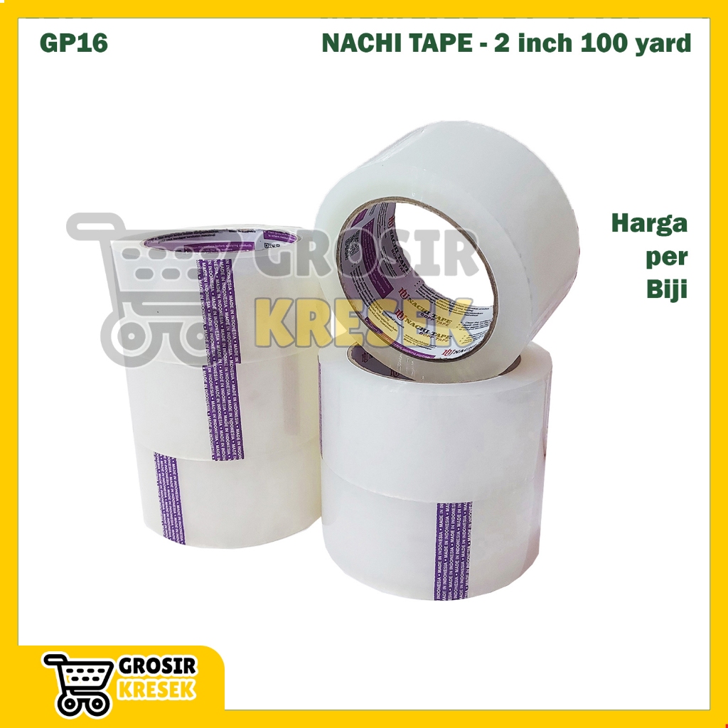 

[6 Pcs] GP16 Grosir Lakban Isolasi Bening Transparan Plester Merk NACHI TAPE Lebar 2 inch 100 yard