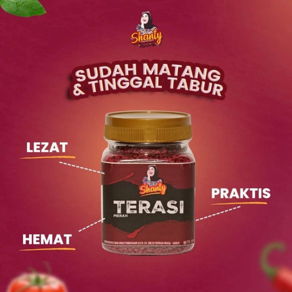 

Terasi merah tabur teh shanty/Terasi Botol & Kemasan