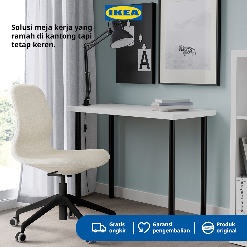 IKEA LINNMON/ADILS Meja Minimalis Berkualitas Putih/Hitam 100x60 cm