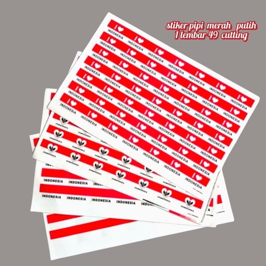 

49 pcs per lembar Stiker Merah Putih stiker tempel pipi merah putih stiker merah putih agustusan