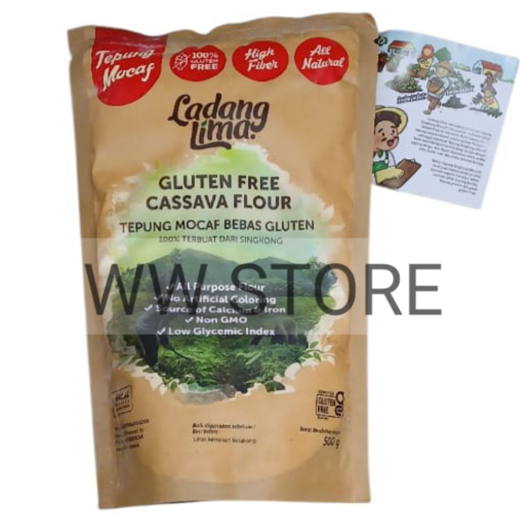 

Tepung tapioka mocaf 100% dari singkong BEBAS GLUTEN FREE halal MUI Ladang Lima Cassava Flour 500g