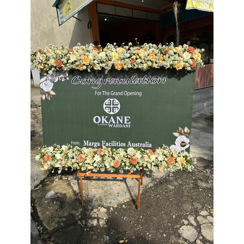 PU009 Size 100x150cm full 2 titik REAL PICTURE ASLI/Karangan bunga Bali/duka cita/papan ucapan weddi