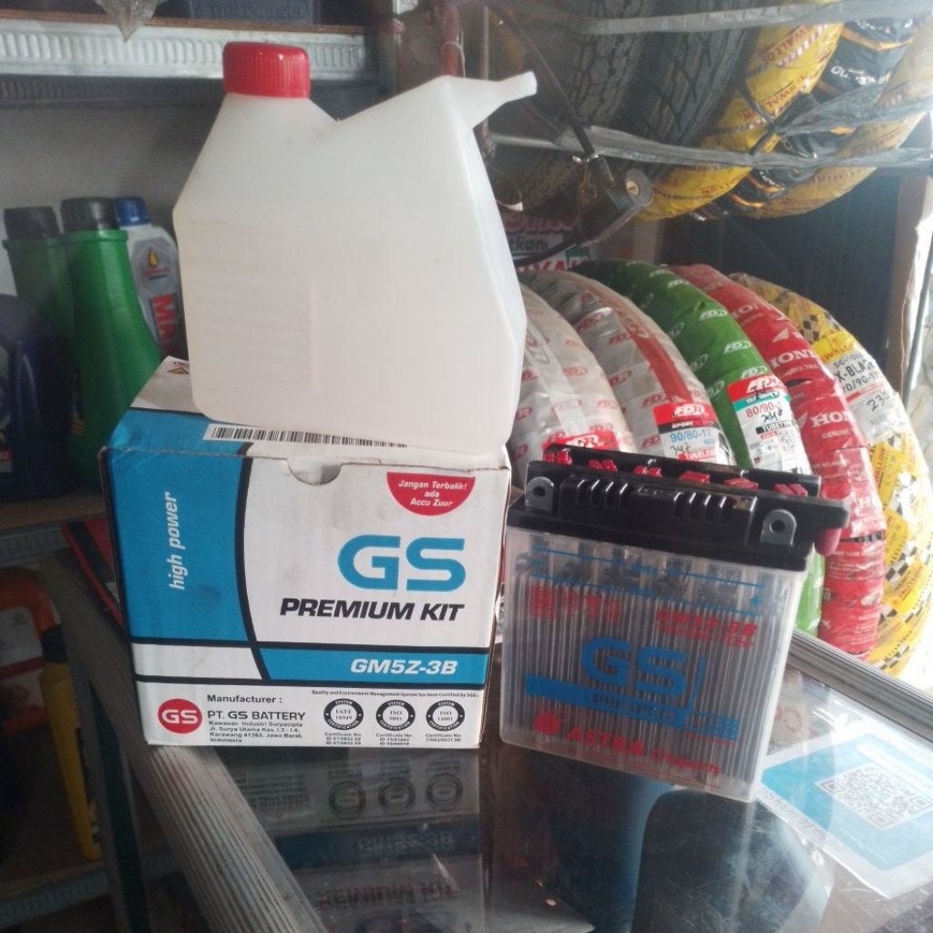 aki accu gs gm5z-3b asli100%original basah motor mio supra shogun viar jupiter vega smash