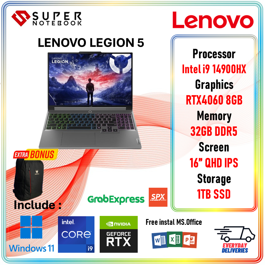 lenovo Legion 5 16 i914900HX - RTX4060 8GB - 32GB/1TB SSD Win11 16" QHD