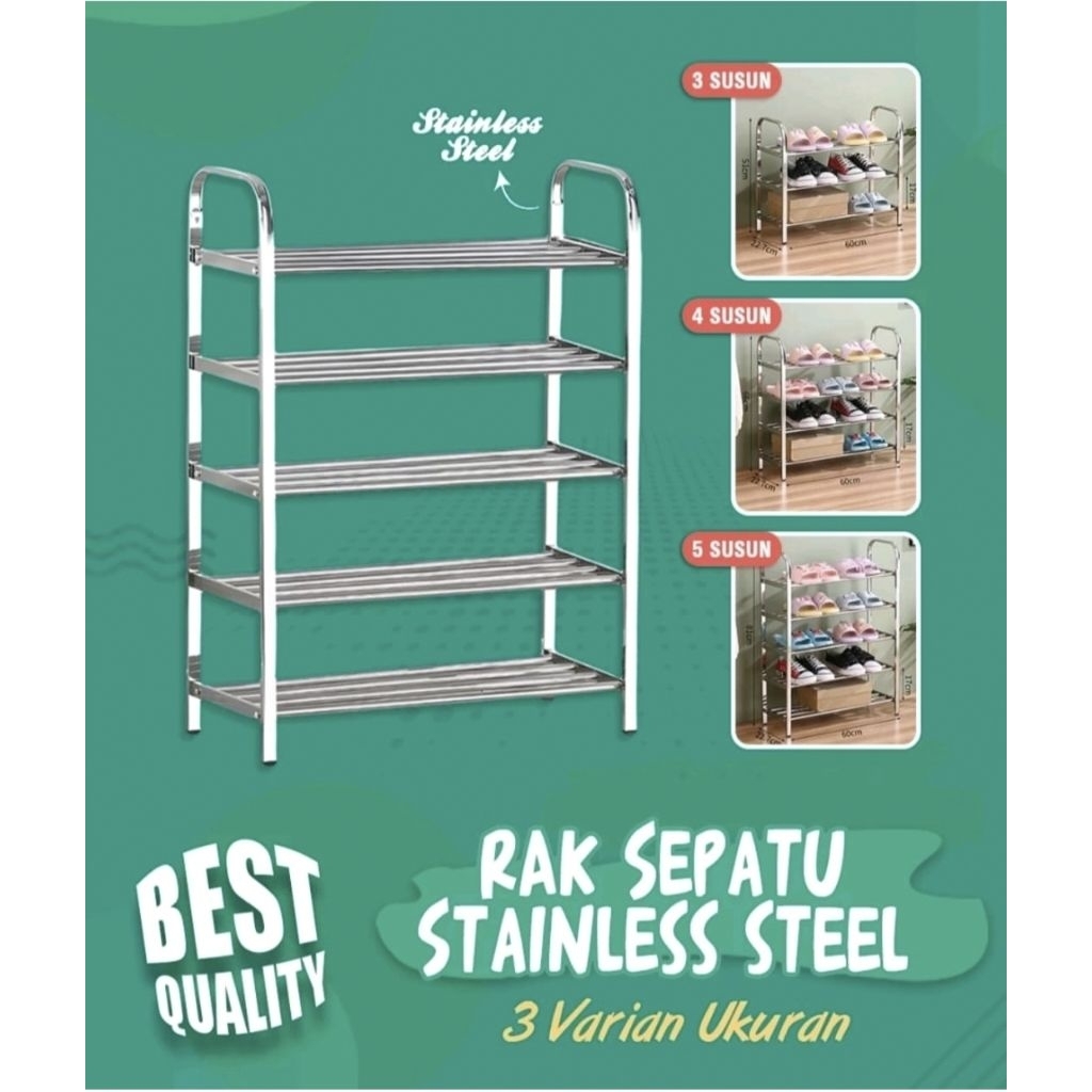 RAK SEPATU 5 SUSUN STAINLES MURAH