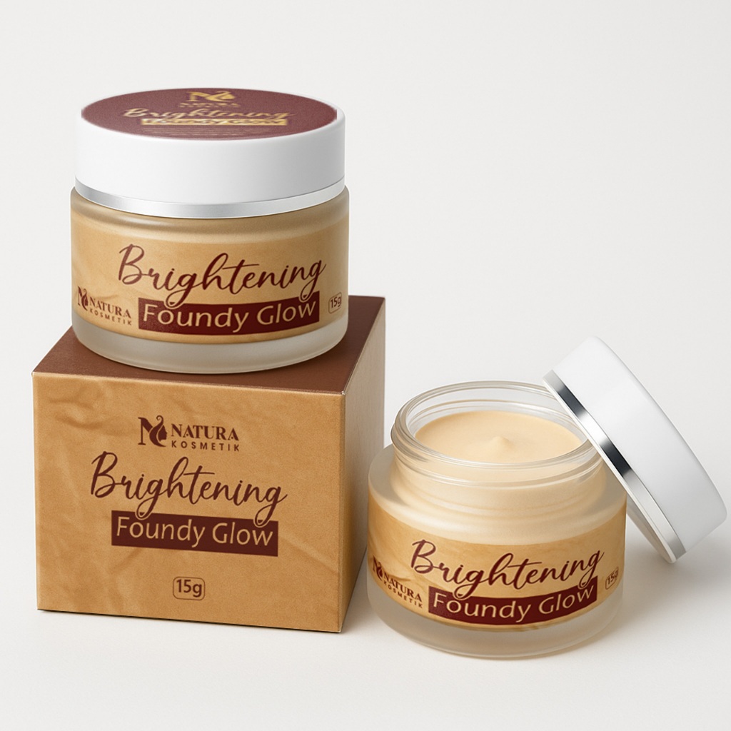 Brightening Foundy Glow Kulit Cerah Alami By Natura Kosmetik 15g BPOM Cream Foundation Glowing Alas 