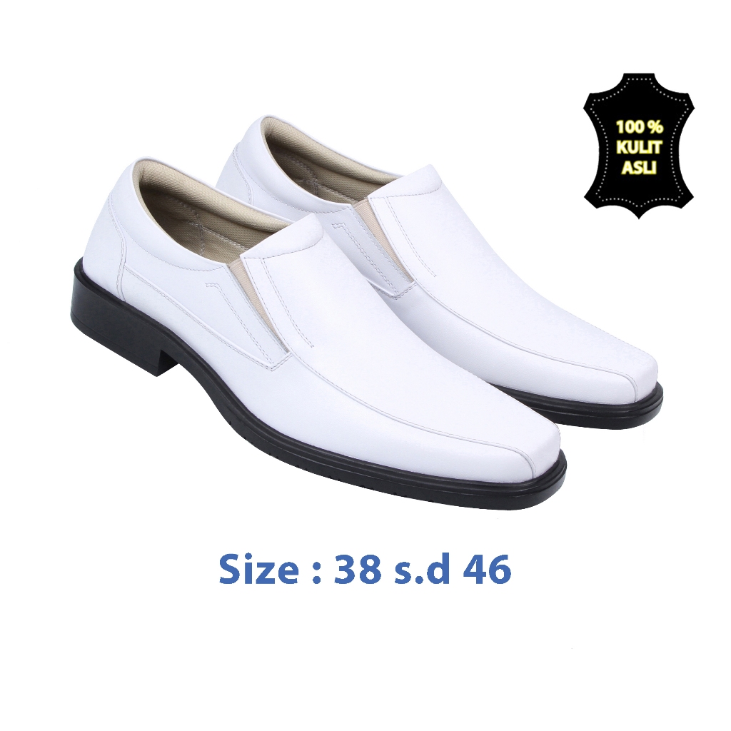 Zeintin - Sepatu Pantofel Pria Putih Sepatu Perawat Pria Kulit Putih Zeintin AJ