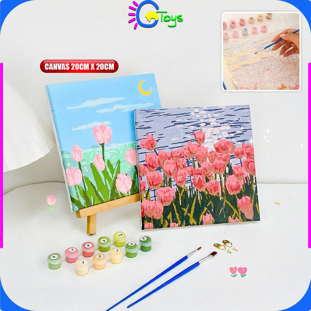 

EC CR-A110 Paint By Number Kit 20x20cm Kanvas Siap Lukis / DIY Canvas Acrylic Aesthetic / Diy Digital Painting Canvas Lukisan Bunga Pemandangan Wall Decoration