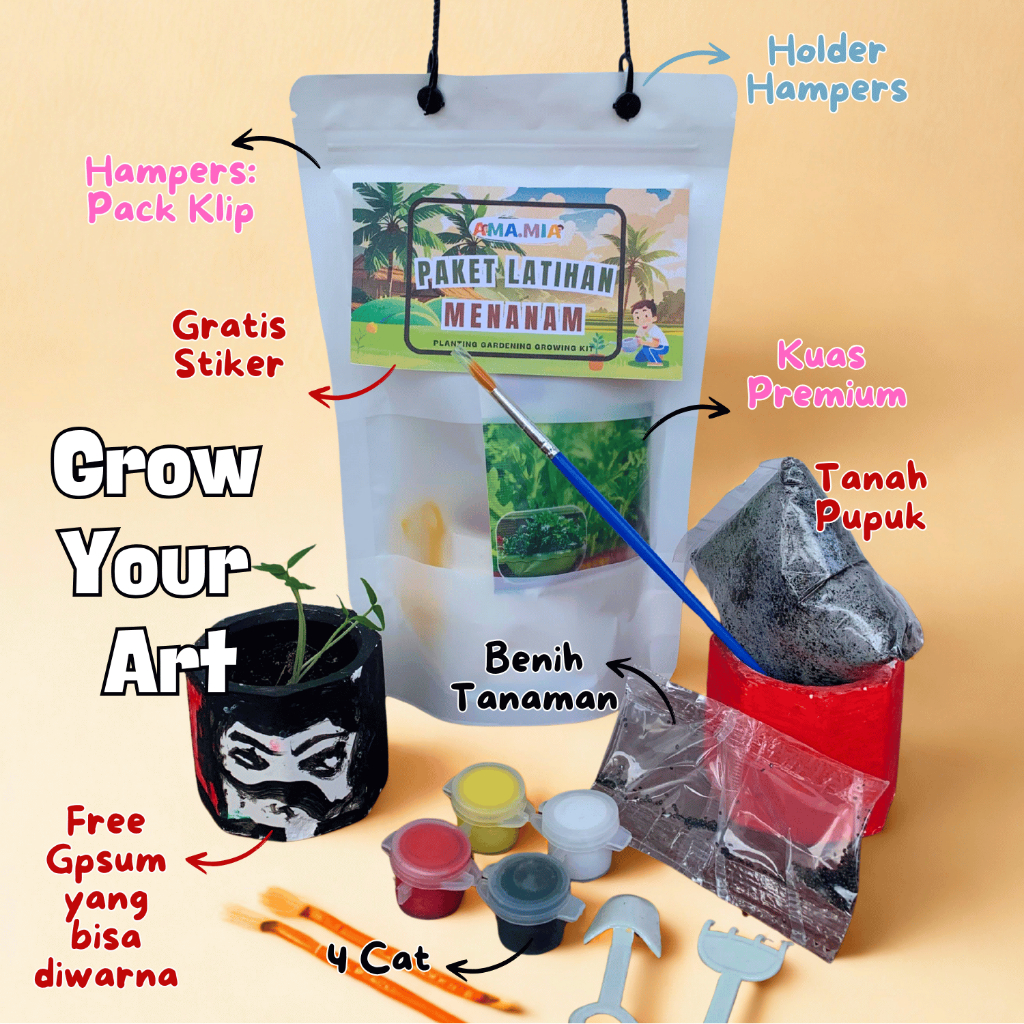 

Grow Your Art Hampers Ulang Tahun Melukis Menanam DIY/Mainan Edukasi Berkebun Grow Kit Melukis Pot Gypsum Patung Free Stiker Sovenir Hadiah Ultah