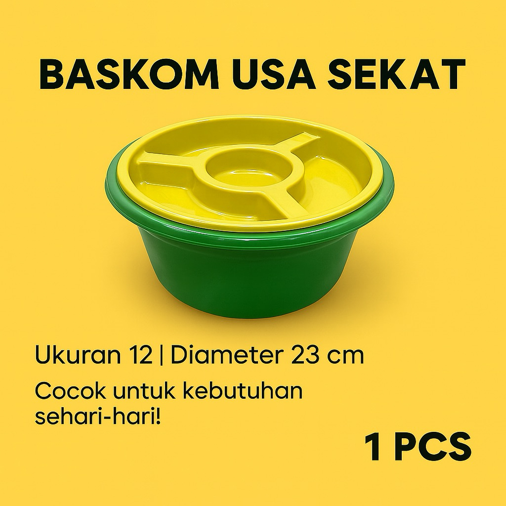 (1 PCS) Baskom USA + SEKAT / Baskom USA Sekat 4 Warna Hijau – Plastik Tebal, Cocok untuk Dapur & Lau